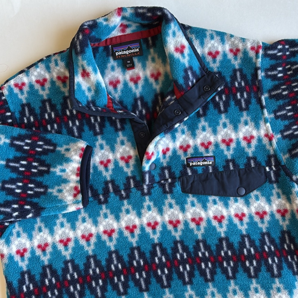 Rare Patagonia Synchilla 1/4‎ Snap-T Fleece Sweater Aztec Blue 25450 Men Size XS